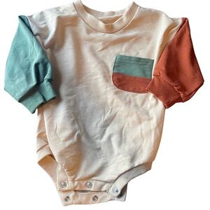 Colorblock Baby bubble romper with Pocket